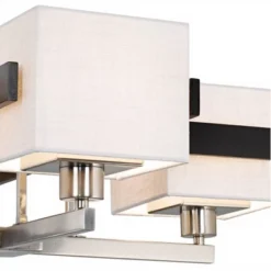 Possini Euro Design Brushed Nickel Pendant Chandelier 28" Wide Modern Dark Mocha Wood Finish Off White Fabric 4-Light Fixture Dining Room -Adesso Shop GUEST d855f955 8b2a 4681 833e df0160dec895