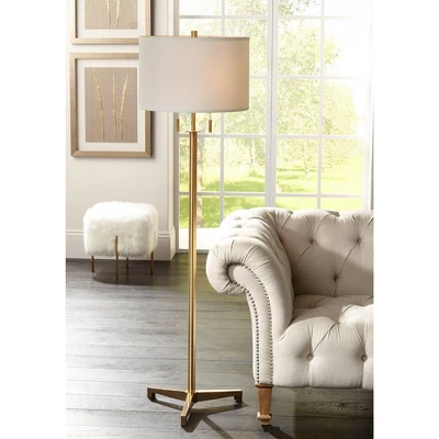 Possini Euro Design Encino Modern Tripod Floor Lamp Standing 60" Tall Brass Gold Metal Off White Fabric Drum Shade For Living Room Bedroom Office Home 1 Possini Euro Design Encino Modern Tripod Floor Lamp Standing 60" Tall Brass Gold Metal Off White Fabric Drum Shade For Living Room Bedroom Office Home