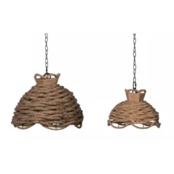 Set Of 2 Rope Woven Chandeliers Natural - A&B Home
