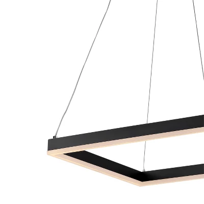 15.75" LED Nero Square Contemporary Metal Pendant Black - JONATHAN Y 4 15.75" LED Nero Square Contemporary Metal Pendant Black - JONATHAN Y - Image 4