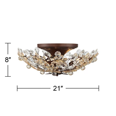 Vienna Full Spectrum Blooms Vintage Ceiling Light Semi Flush Mount Fixture 21" Wide Weathered Brown 5-Light For Bedroom Kitchen Living Room Hallway 5 Vienna Full Spectrum Blooms Vintage Ceiling Light Semi Flush Mount Fixture 21" Wide Weathered Brown 5-Light For Bedroom Kitchen Living Room Hallway - Image 5