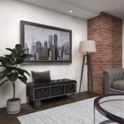 Industrial Wood Floor Lamp Black - Olivia & May -Adesso Shop GUEST d98502da 8625 45ce 882e a9b82c44d26a