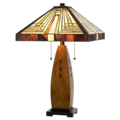 27" Resin Contemporary Mission Table Lamp With Tiffany Glass Shade - Cal Lighting -Adesso Shop GUEST dae3b65b e9bf 4dc9 bcd8 40ca7e26e839