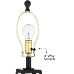 Franklin Iron Works Kacey Industrial Table Lamps 25 1/4" High Set Of 2 Dark Metal With USB LED Nightlight Black Faux Silk Shade For Living Room Desk -Adesso Shop GUEST db89f03f 3104 44cc b58e 51b17026d067