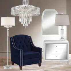 Vienna Full Spectrum Crystal Cascade Chrome Chandelier 19 1/2" Wide Modern 9-Light LED Fixture For Dining Room House Kitchen Island Entryway Bedroom -Adesso Shop GUEST db91d658 dd8b 45b8 85c6 b77b9b9079f2