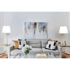 28" 3-way Andros Metal Table Lamp Brushed Steel - Cal Lighting