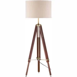 Possini Euro Design Serveyor Modern 57 1/2" Tall Tripod Floor Lamp Smart Socket Cherry Wood Brass Adjustable Beige Shade For Living Room -Adesso Shop GUEST dbcd8161 4dd0 4d2d aaf3 750dd4601554