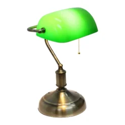 Executive Banker's Desk Lamp With Glass Shade Green - Simple Designs