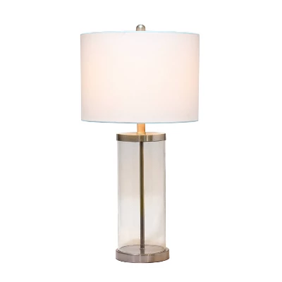 Entrapped Glass Table Lamp With Fabric Shade Brushed Nickel - Lalia Home 1 Entrapped Glass Table Lamp With Fabric Shade Brushed Nickel - Lalia Home