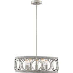 Franklin Iron Works Salima Brushed Nickel Gray Pendant Chandelier 21 1/4" Wide Farmhouse Rustic LED 5-Light Fixture For Dining Room Kitchen Island -Adesso Shop GUEST de3c317b 863c 4a94 b35f df4fa71d5c3b