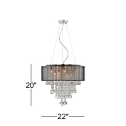 Possini Euro Design Bretton Brushed Nickel Chandelier 22" Wide Modern Clear Glass Crystal Black Sheer Shade 12-Light Fixture For Dining Room Kitchen -Adesso Shop GUEST de51a246 fb53 4f25 bb9c 2fc37f16b1b4