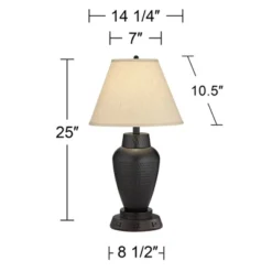 Regency Hill Modern Table Lamp With USB And AC Power Outlet Workstation Charging Base 25" High Hammered Bronze Empire Shade For Living Room Desk -Adesso Shop GUEST df3846ee 2236 40f3 be14 a9bc058bf5ee