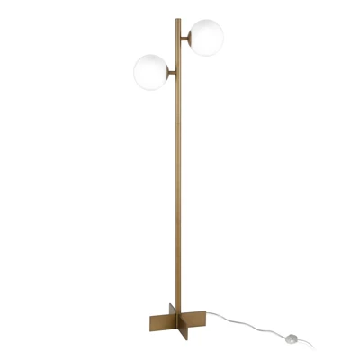 70.5' Floor Lamp With Milk Glass Orb Shade In Gold - Henn&Hart 6 70.5' Floor Lamp With Milk Glass Orb Shade In Gold - Henn&Hart - Image 6