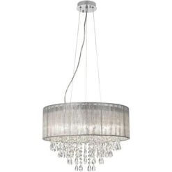 Possini Euro Design Jolie Chrome Chandelier Lighting 20" Wide Modern Crystal Silver Fabric Shade 7-Light Fixture For Dining Room House Kitchen Island -Adesso Shop GUEST e008ef95 32c3 48d1 bfa5 4c802eb7f43e