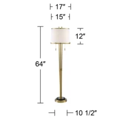 Possini Euro Design Palisade Modern Floor Lamp 64" Tall Satin Brass Metal Trimmed Fabric Tapered Drum Shade For Living Room Bedroom Office House Home -Adesso Shop GUEST e06ace3d 8f2f 4216 ab50 a6fc760c8ec8