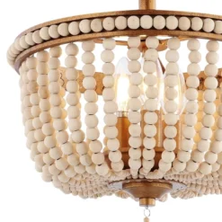14" LED 3-Light Allie Wood Bead/Iron Pendant Antique Gold/Taupe - JONATHAN Y 7 14" LED 3-Light Allie Wood Bead/Iron Pendant Antique Gold/Taupe - JONATHAN Y -Adesso Shop GUEST e127d01f f6ea 4bf0 b531 29237fdf3be4