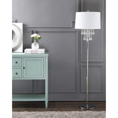 61" Crystal/Metal Abigail Floor Lamp (Includes LED Light Bulb) Silver - JONATHAN Y 2 61" Crystal/Metal Abigail Floor Lamp (Includes LED Light Bulb) Silver - JONATHAN Y - Image 2