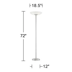 Possini Euro Design Meridian Light Blaster Modern Torchiere Floor Lamp 72" Tall Brushed Nickel LED Frosted Glass Shade For Living Room Bedroom Office -Adesso Shop GUEST e1694616 6618 4ddf a110 547269b9f2f9