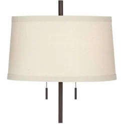 Possini Euro Design Nayla Modern Floor Lamp 62 1/2" Tall Bronze Metal Off White Fabric Tapered Drum Shade For Living Room Bedroom Office House Home -Adesso Shop GUEST e2856358 a89a 462f bf02 3c6182f0b99a
