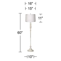 360 Lighting Vintage Chic Floor Lamp 60" Tall Antique White Washed Off White Washed Drum Shade For Living Room Reading Bedroom Office -Adesso Shop GUEST e29f02dc 0a0e 4bd2 aff1 5a9cc1cb54fb
