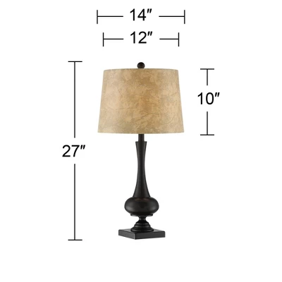 Franklin Iron Works Ross Rustic Farmhouse Table Lamps 27" Tall Set Of 2 Bronze With USB Charging Port Faux Leather Drum Shade For Living Room Desk 5 Franklin Iron Works Ross Rustic Farmhouse Table Lamps 27" Tall Set Of 2 Bronze With USB Charging Port Faux Leather Drum Shade For Living Room Desk - Image 5