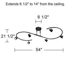 Pro Track Salazar S-Wave 6-Head LED Ceiling Track Light Fixture Kit Spot Light GU10 Adjustable Black Metal Modern Kitchen Bathroom Dining 54" Wide -Adesso Shop GUEST e411a058 8b4d 434e aab8 69d7d49db37b
