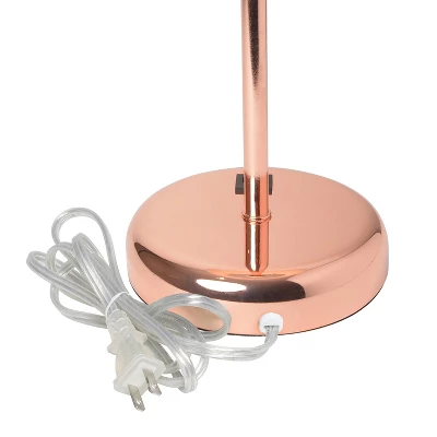 19.5" Bedside USB Port Feature Metal Table Desk Lamp Rose Gold With White Fabric Shade - Creekwood Home 5 19.5" Bedside USB Port Feature Metal Table Desk Lamp Rose Gold With White Fabric Shade - Creekwood Home - Image 5