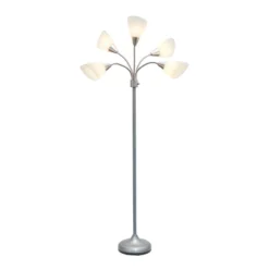 67" Contemporary Multi 5-Head Adjustable Gooseneck Floor Lamp With Shades White - Simple Designs -Adesso Shop GUEST e46cdb5f 1502 429a 9642 c4f54178c10e