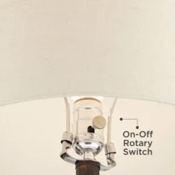 Franklin Iron Works Murphy Rustic Industrial Accent Table Lamp Miner Lantern 23" High Red Bronze Oatmeal Fabric Shade For Bedroom Living Room Office -Adesso Shop GUEST e483afa8 774f 47dd b6f1 6b16ce8f5d0f