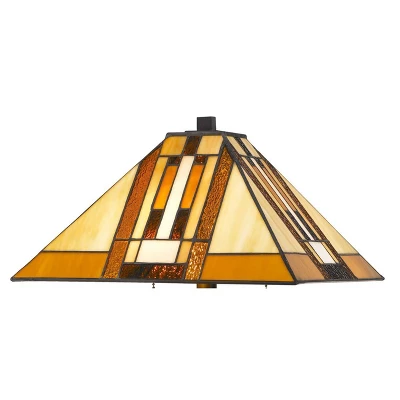 22.75" Tiffany Table Lamp Hand Cut Stained Glass Shade And Lamp Base (Includes LED Light Bulb) Dark Bronze - Cal Lighting 2 22.75" Tiffany Table Lamp Hand Cut Stained Glass Shade And Lamp Base (Includes LED Light Bulb) Dark Bronze - Cal Lighting - Image 2