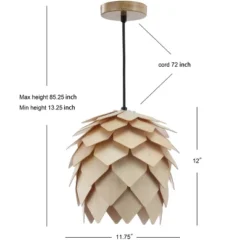 11.75" Simon Pinecone Wood Pendant (Includes Energy Efficient Light Bulb) Brown - JONATHAN Y -Adesso Shop GUEST e4df1dfe e751 4bcc b613 1e6652212711