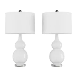 Set Of 2 Ceramic Double Gourd Table Lamps White (Includes LED Light Bulb) - Trademark Global -Adesso Shop GUEST e543afd3 4075 4382 9b32 e826b9207b01