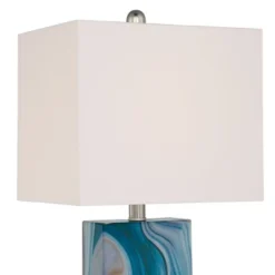 360 Lighting Connie Modern Table Lamps 25" High Set Of 2 Blue Faux Marble With USB Charging Ports LED White Shade For Bedroom Living Room House Desk -Adesso Shop GUEST e55880b0 6b81 410b ac54 2e737bd6f89a