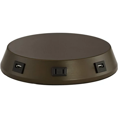 360 Lighting Accent Table Lamp With USB And AC Power Outlet Workstation Charging Base 22" High Warm Bronze Drum Shade Living Room Desk 4 360 Lighting Accent Table Lamp With USB And AC Power Outlet Workstation Charging Base 22" High Warm Bronze Drum Shade Living Room Desk - Image 4