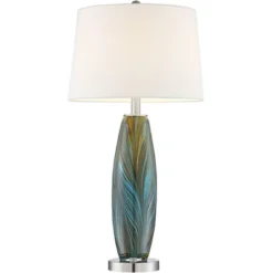 360 Lighting Azure Modern Table Lamps 29 1/2" Tall Set Of 2 Blue Brown Art Glass White Fabric Drum Shade For Bedroom Living Room Bedside Nightstand 12 360 Lighting Azure Modern Table Lamps 29 1/2" Tall Set Of 2 Blue Brown Art Glass White Fabric Drum Shade For Bedroom Living Room Bedside Nightstand -Adesso Shop GUEST e6e66b25 a868 4d4e a86e 490cb9064561