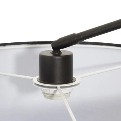 FC Design Modern 81" Tall Standing Adjustable Arched Floor Lamp With Double Drum Shade And Marble Base 3 FC Design Modern 81" Tall Standing Adjustable Arched Floor Lamp With Double Drum Shade And Marble Base - Image 3