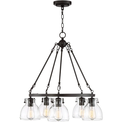 Possini Euro Design Bellis Bronze Wagon Wheel Pendant Chandelier 25" Wide Modern Clear Glass 5-Light Fixture For Dining Room House Kitchen Island Home 5 Possini Euro Design Bellis Bronze Wagon Wheel Pendant Chandelier 25" Wide Modern Clear Glass 5-Light Fixture For Dining Room House Kitchen Island Home - Image 5