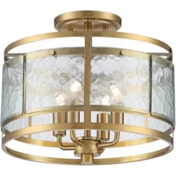 Franklin Iron Works Elwood Modern Ceiling Light Semi Flush Mount Fixture 13 1/4" Wide Gold 4-Light Water Glass Drum Shade For Bedroom Kitchen House 9 Franklin Iron Works Elwood Modern Ceiling Light Semi Flush Mount Fixture 13 1/4" Wide Gold 4-Light Water Glass Drum Shade For Bedroom Kitchen House -Adesso Shop GUEST e7e819a6 8519 4658 bf8f 2ae223244fc2