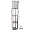 Hastings Home Floor Lamp – Etagere Style Standing Light With 3 Tiers Of Storage Shelving, Brown