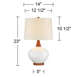 360 Lighting Modern Table Lamp With USB Charging Port 23" High Ivory Ceramic Off-White Drum Shade For Living Room Desk Bedroom House -Adesso Shop GUEST e83f21b8 02df 413a bcaa b60de96f1854