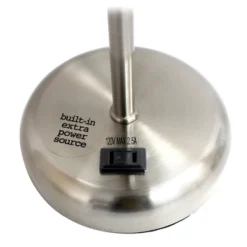 19.5" Bedside Power Outlet Base Metal Table Desk Lamp In Brushed Steel With Aqua Blue Fabric Shade - Creekwood Home -Adesso Shop GUEST e8f1469a 389e 4710 80a9 5cfd9151cc87 2