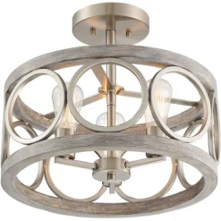 Franklin Iron Works Salima Rustic Farmhouse Ceiling Light Semi Flush Mount 16" Wide Brushed Nickel Gray Wood 3-Light LED For Bedroom Living Room House 12 Franklin Iron Works Salima Rustic Farmhouse Ceiling Light Semi Flush Mount 16" Wide Brushed Nickel Gray Wood 3-Light LED For Bedroom Living Room House -Adesso Shop GUEST e8f1a24c c873 4c89 b19a 1b0b92e4175c