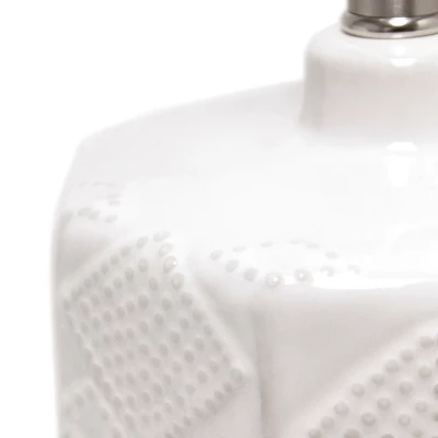 19" Contemporary Bohemian Ceramic Eyelet Pattern Floral Textured Bedside Table Lamp With Fabric Shade Off-White - Lalia Home 4 19" Contemporary Bohemian Ceramic Eyelet Pattern Floral Textured Bedside Table Lamp With Fabric Shade Off-White - Lalia Home - Image 4