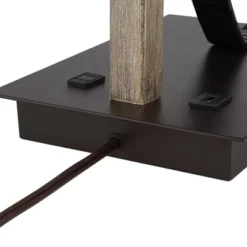 Franklin Iron Works Gentry Industrial Desk Lamp 22" High Oil Rubbed Bronze Faux Wood Cage With USB And AC Power Outlet In Base Oatmeal Shade For Desk -Adesso Shop GUEST e9a51b6a 1ebc 4026 8b3c f0f62685be7a