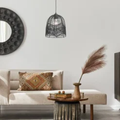 10" 1-Light Zola Pendant Rattan Black - River Of Goods -Adesso Shop GUEST e9ffdd10 bba8 4113 9e76 877b533f13e6