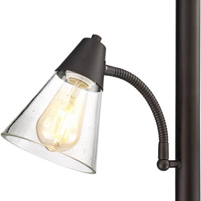 Franklin Iron Works Warwick Industrial Torchiere Floor Lamp With Side Lights 71 1/2" Tall Tiger Bronze LED Clear Seedy Glass For Living Room Reading 3 Franklin Iron Works Warwick Industrial Torchiere Floor Lamp With Side Lights 71 1/2" Tall Tiger Bronze LED Clear Seedy Glass For Living Room Reading - Image 3