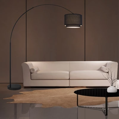 FC Design Modern 81" Tall Standing Adjustable Arched Floor Lamp With Double Drum Shade And Marble Base 1 FC Design Modern 81" Tall Standing Adjustable Arched Floor Lamp With Double Drum Shade And Marble Base