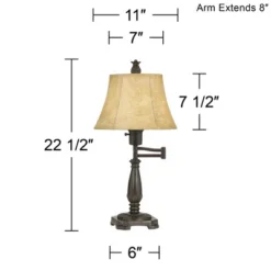 Regency Hill Traditional Swing Arm Desk Lamp 22 1/2" High With USB Charging Port Bronze Metal Faux Leather Shade For Living Room -Adesso Shop GUEST eaea7a31 2dac 4ff0 8b47 6d70aa2baf04 1