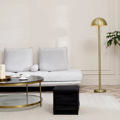 60" Novogratz X Globe Haydel 2-Light Matte Brass Floor Lamp - Globe Electric 1 60" Novogratz X Globe Haydel 2-Light Matte Brass Floor Lamp - Globe Electric
