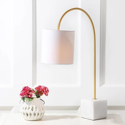 25" Marble Fisher Table Lamp (Includes LED Light Bulb) White/Brass - Jonathan Y 1 25" Marble Fisher Table Lamp (Includes LED Light Bulb) White/Brass - Jonathan Y